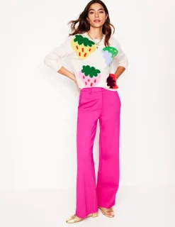 Sweaters & Cardigans-Boden Lydia Cashmere Jumper-Ecru, Strawberries Ecru,Strawberries