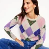 Sweaters & Cardigans-Boden Lydia Cashmere Jumper-Green and Lilac Multi Argyle GreenandLilacMultiArgyle