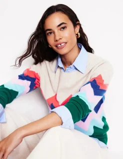Sweaters & Cardigans-Boden Lydia Cashmere Jumper-Multi, Zig Zag Multi,ZigZag