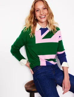 Sweaters & Cardigans-Boden Lydia Cashmere Jumper-Rich Emerald Green, Union Jack RichEmeraldGreen,UnionJack