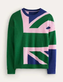 Sweaters & Cardigans-Boden Lydia Cashmere Jumper-Rich Emerald Green, Union Jack RichEmeraldGreen,UnionJack