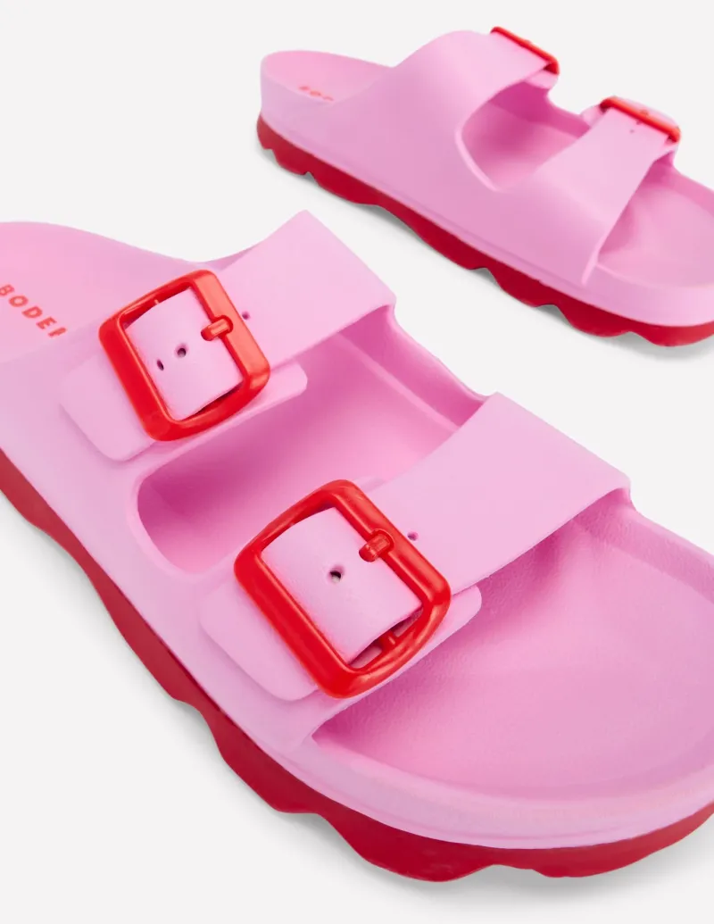 Flats | Sandals-Boden Lyla Double Buckle Slide-Soft Pink SoftPink