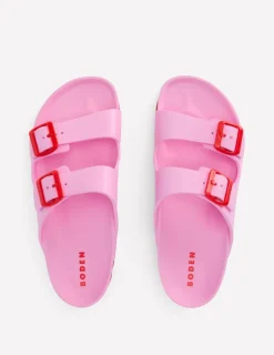 Flats | Sandals-Boden Lyla Double Buckle Slide-Soft Pink SoftPink