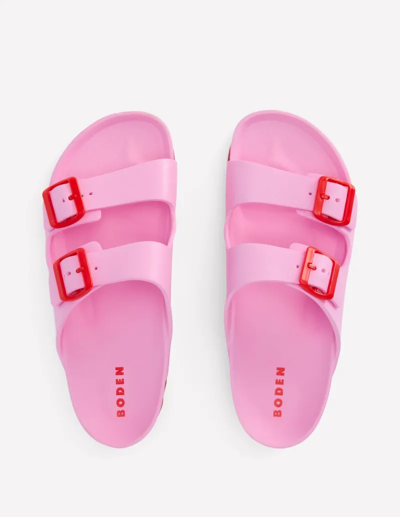 Flats | Sandals-Boden Lyla Double Buckle Slide-Soft Pink SoftPink