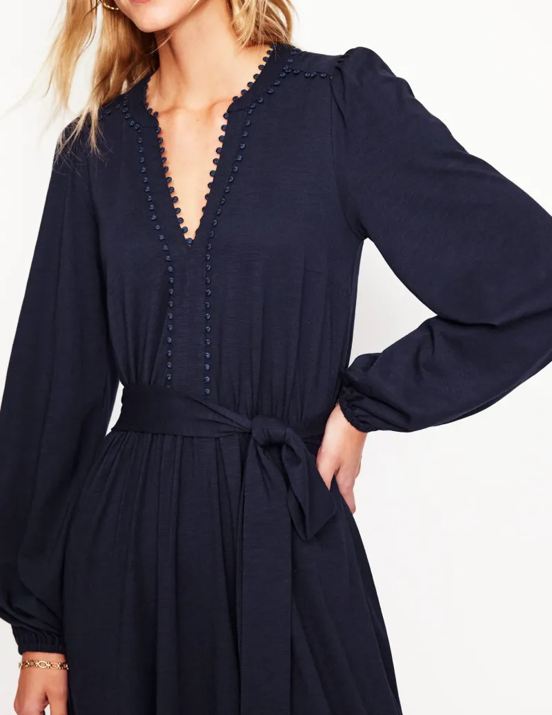 Dresses & Jumpsuits | Midi-Boden Maeve Trim Jersey Midi Dress- Navy