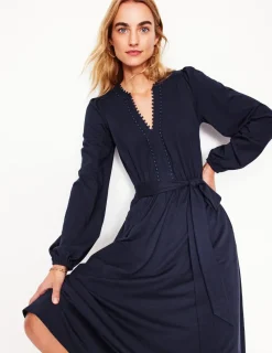 Dresses & Jumpsuits | Midi-Boden Maeve Trim Jersey Midi Dress- Navy