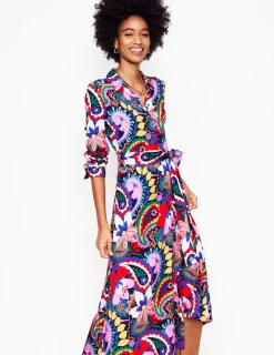 Petite Dresses | Midi-Boden Marcia Jersey Midi Shirt Dress-Multi, Botanical Paisley Multi,BotanicalPaisley