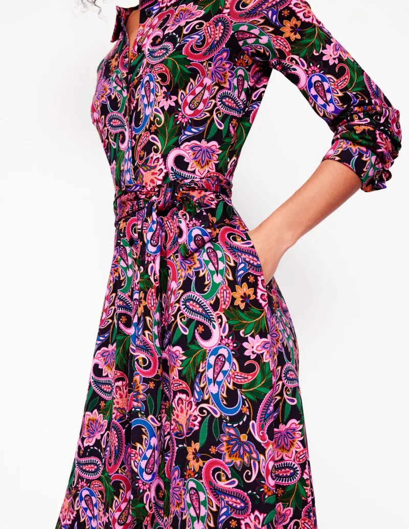 Petite Dresses | Midi-Boden Marcia Jersey Midi Shirt Dress-Multi, Paisley Fusion Multi,PaisleyFusion