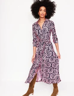 Petite Dresses | Midi-Boden Marcia Jersey Midi Shirt Dress-Milkshake, Decorative Flora Milkshake,DecorativeFlora