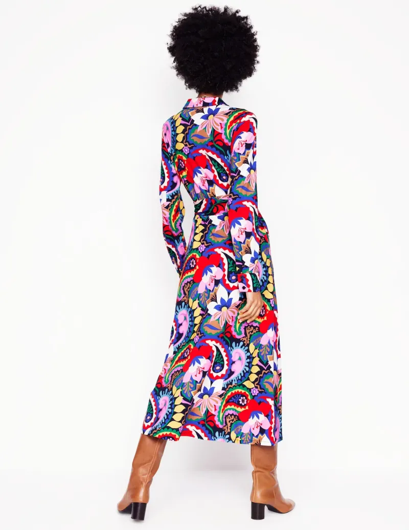 Petite Dresses | Midi-Boden Marcia Jersey Midi Shirt Dress-Multi, Botanical Paisley Multi,BotanicalPaisley