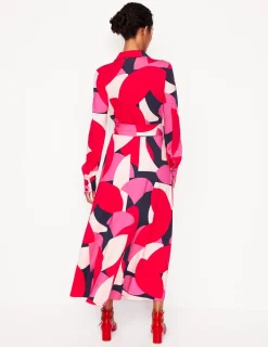Petite Dresses | Midi-Boden Marcia Jersey Midi Shirt Dress-Poppy Red, Geometric Shuffle PoppyRed,GeometricShuffle
