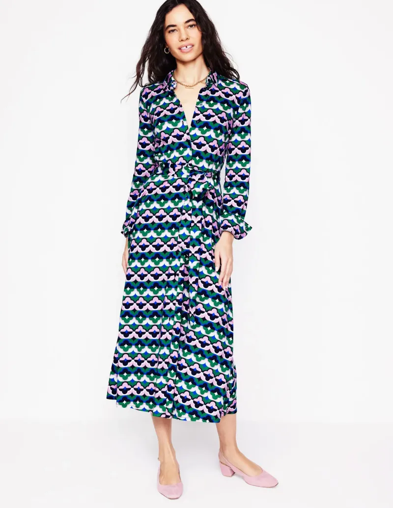 Petite Dresses | Midi-Boden Marcia Jersey Midi Shirt Dress-Rich Emerald, Lucky Clover RichEmerald,LuckyClover