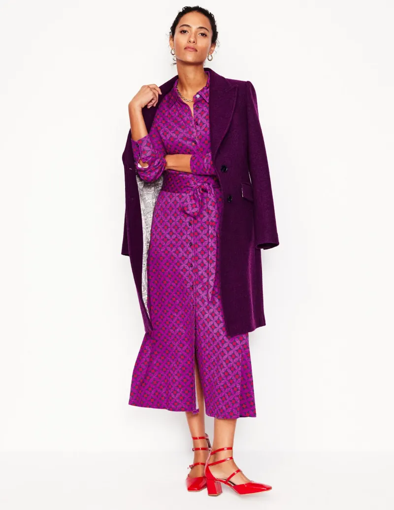 Petite Dresses | Midi-Boden Marcia Jersey Midi Shirt Dress-Regal Purple, Diamond Terrace RegalPurple,DiamondTerrace