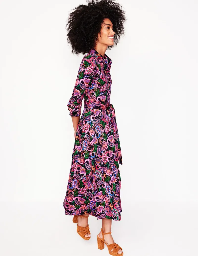 Petite Dresses | Midi-Boden Marcia Jersey Midi Shirt Dress-Multi, Paisley Fusion Multi,PaisleyFusion