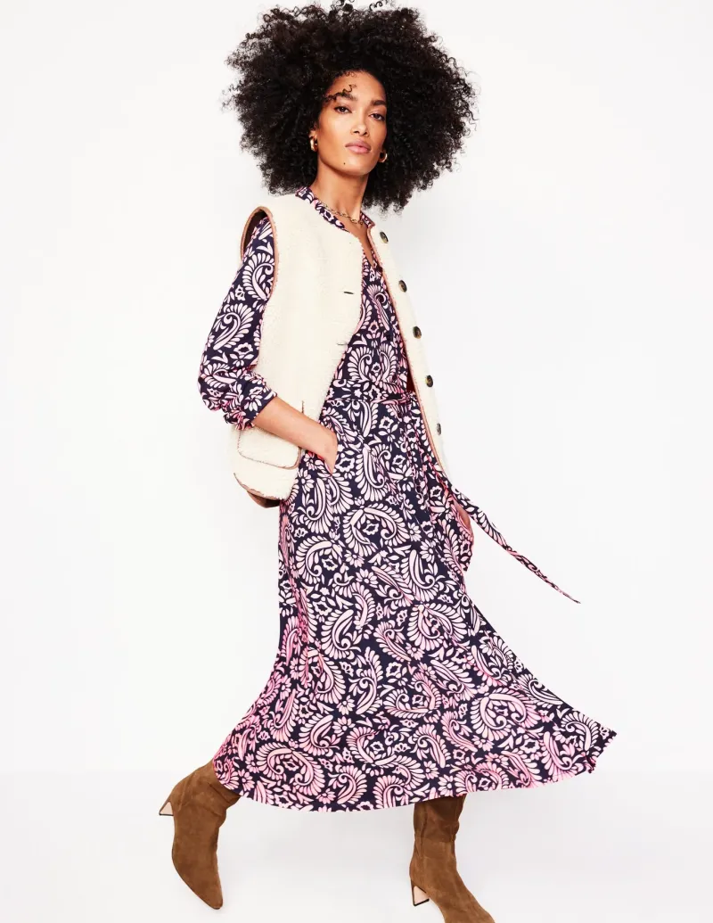 Petite Dresses | Midi-Boden Marcia Jersey Midi Shirt Dress-Milkshake, Decorative Flora Milkshake,DecorativeFlora