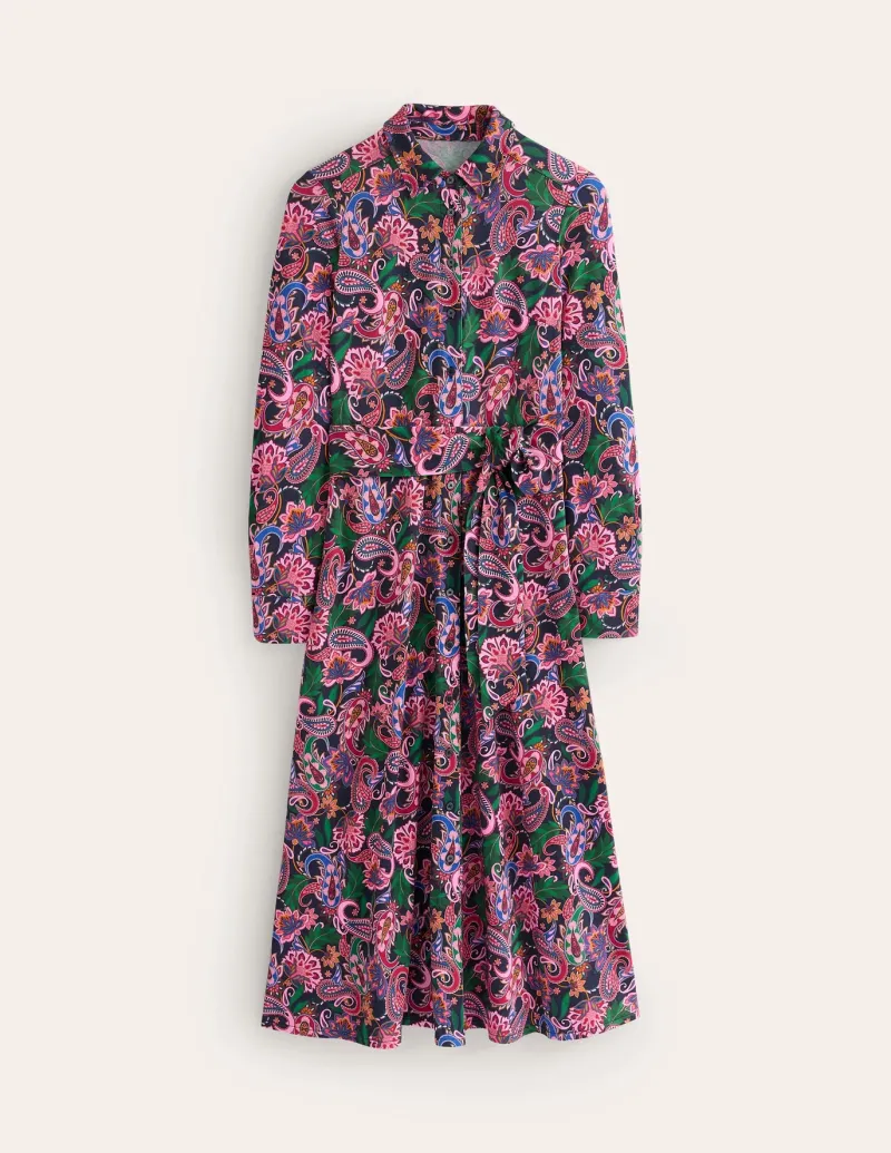 Petite Dresses | Midi-Boden Marcia Jersey Midi Shirt Dress-Multi, Paisley Fusion Multi,PaisleyFusion