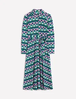 Petite Dresses | Midi-Boden Marcia Jersey Midi Shirt Dress-Rich Emerald, Lucky Clover RichEmerald,LuckyClover