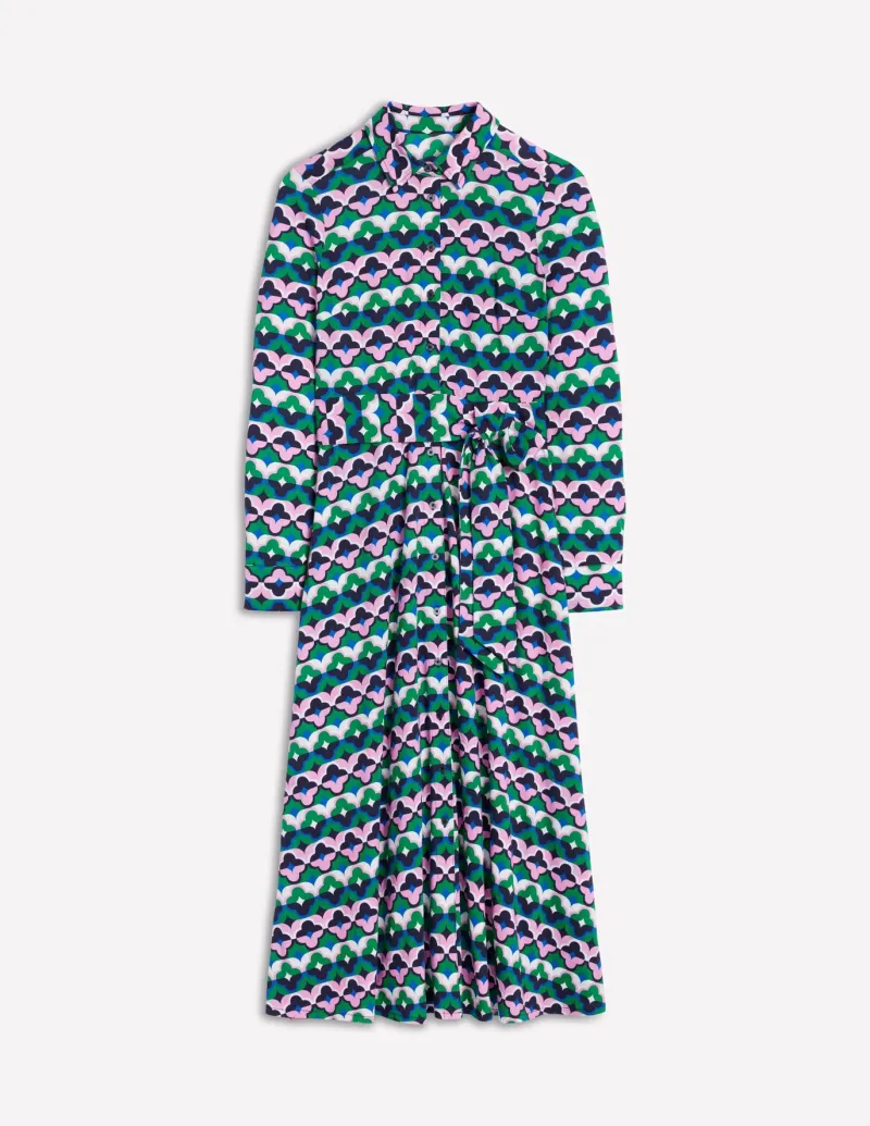 Petite Dresses | Midi-Boden Marcia Jersey Midi Shirt Dress-Rich Emerald, Lucky Clover RichEmerald,LuckyClover