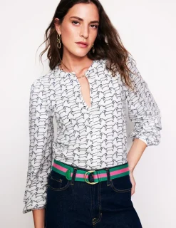 Tops & Blouses | T-Shirts & Tanks-Boden Marina Jersey Shirt-Ivory, Dachshund Ivory,Dachshund