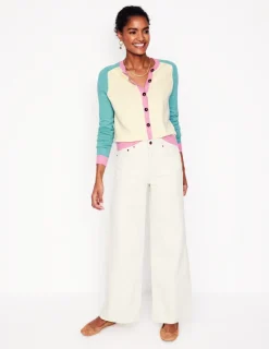 Sweaters & Cardigans-Boden Meg Saddle Sleeve Cardigan-Warm Ivory, Colourblock WarmIvory,Colourblock