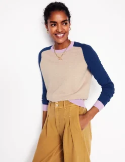 Sweaters & Cardigans-Boden Meg Saddle Sleeve Sweater-Chinchilla Melange,Colourblock ChinchillaMelange,Colourblock