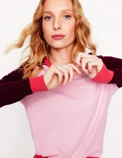Sweaters & Cardigans-Boden Meg Saddle Sleeve Sweater-Soft Pink, Colourblock SoftPink,Colourblock