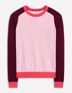 Sweaters & Cardigans-Boden Meg Saddle Sleeve Sweater-Soft Pink, Colourblock SoftPink,Colourblock