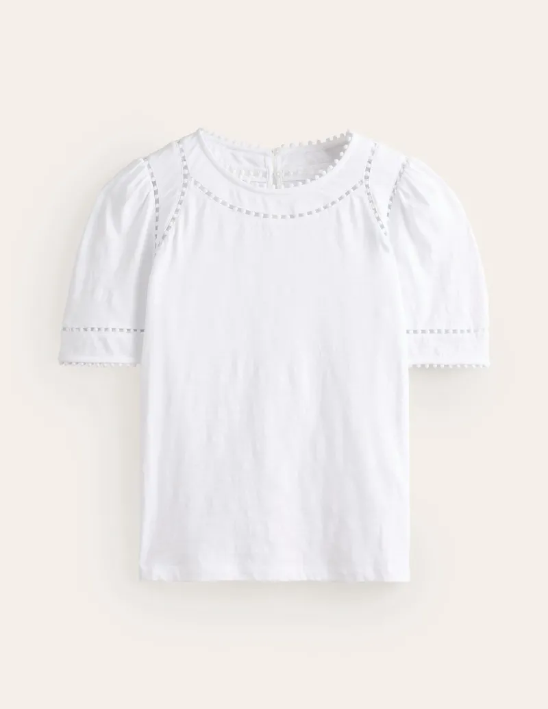 Nightwear & Lougewear | T-Shirts & Tanks-Boden Mila Trim Detail Top- White