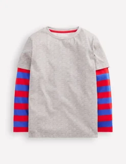 Tops, T-Shirts & Polos-Boden Mock Sleeve T-shirt-Grey Marl GreyMarl