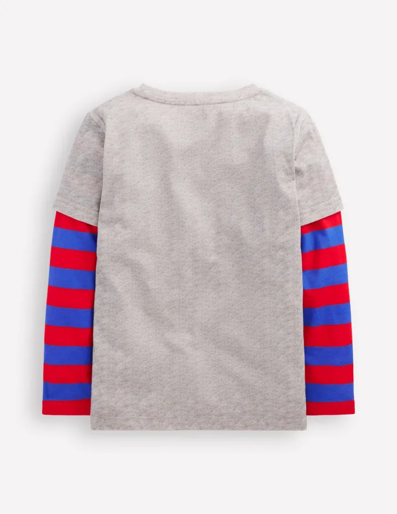 Tops, T-Shirts & Polos-Boden Mock Sleeve T-shirt-Grey Marl GreyMarl