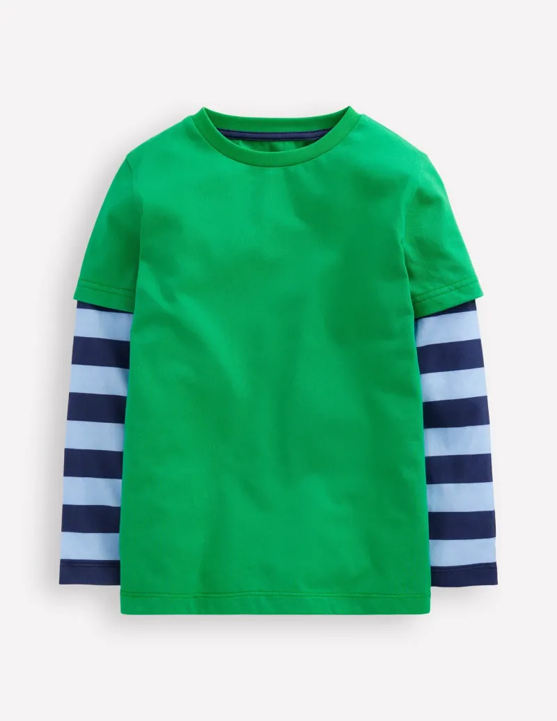 Tops, T-Shirts & Polos-Boden Mock Sleeve T-shirt-Sapling Green SaplingGreen