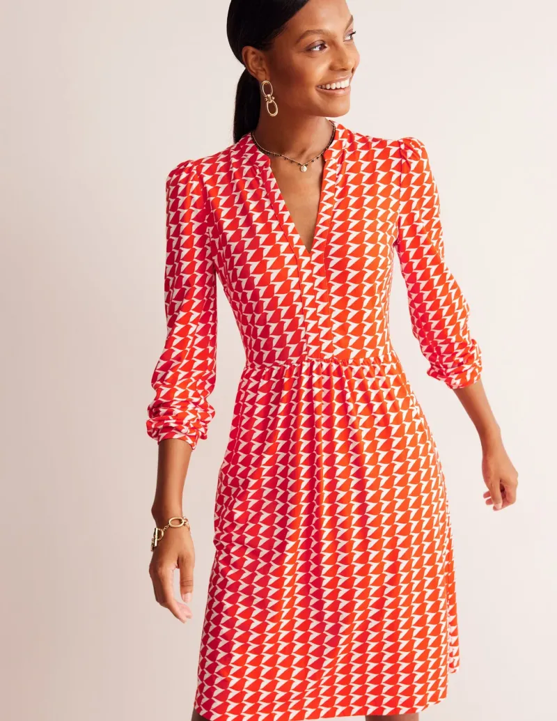 Petite Dresses | Short-Boden Naomi Relaxed Jersey Dress-Blaze Orange, Birdie BlazeOrange,Birdie