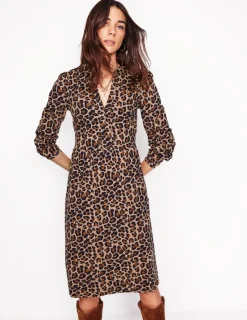 Petite Dresses | Short-Boden Naomi Relaxed Jersey Dress-Camel, Cheetah Pop Camel,CheetahPop