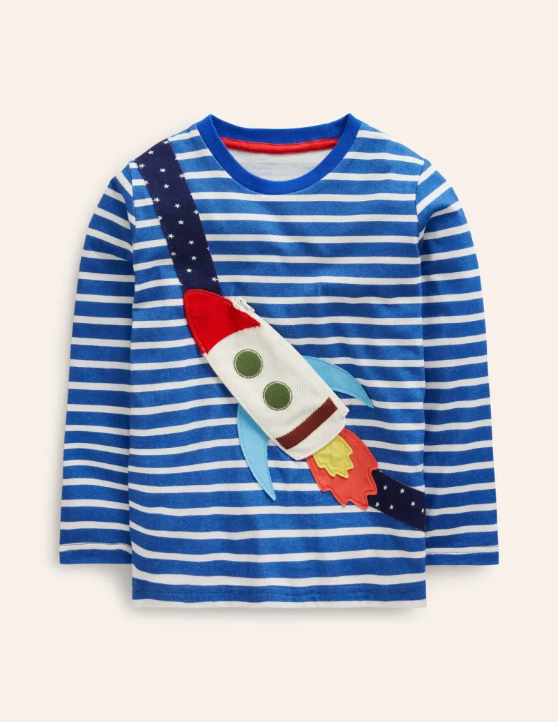 Tops, T-Shirts & Polos-Boden Novelty Bag T-shirt-Delft and Ivory Stripe DelftandIvoryStripe