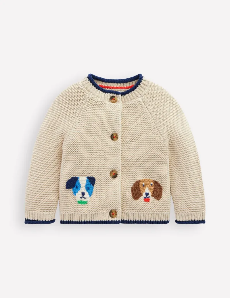 Sweaters & Cardigans-Boden Novelty logo Cardigan-Oatmeal Marl Pets OatmealMarlPets