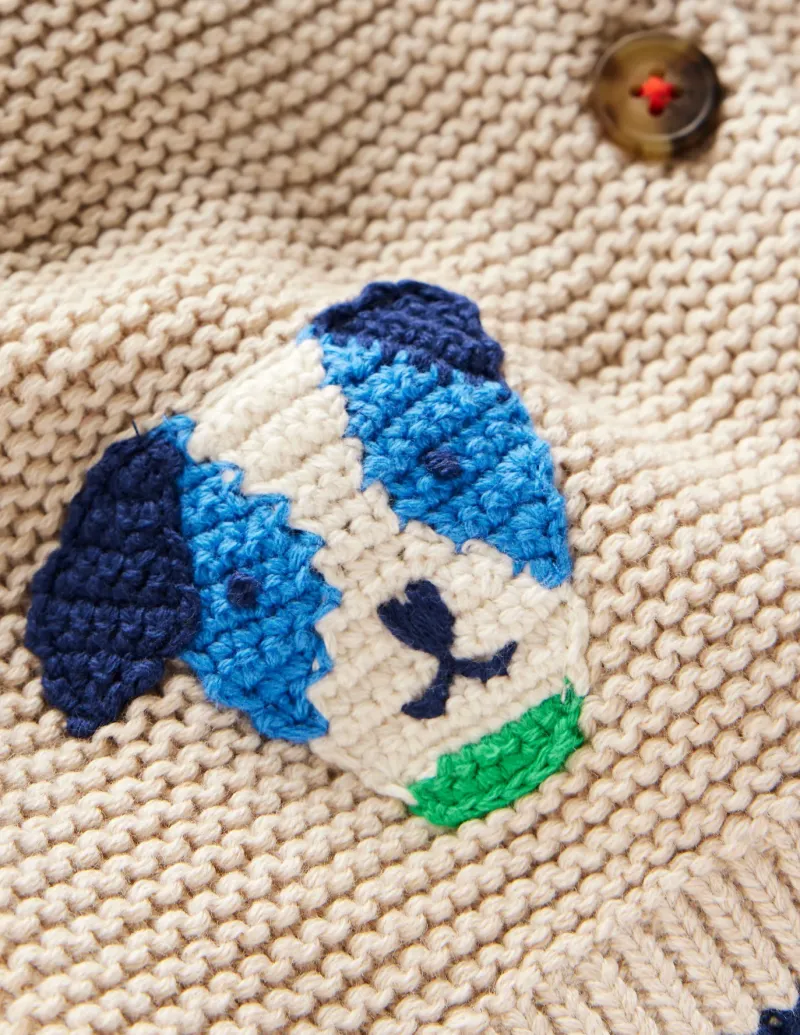 Sweaters & Cardigans-Boden Novelty logo Cardigan-Oatmeal Marl Pets OatmealMarlPets