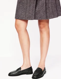 Flats | Loafers-Boden Nya Structured Penny Loafer-Black Studs BlackStuds