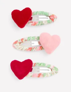Accessories-Boden 3 Pack Hair Clips- Hearts