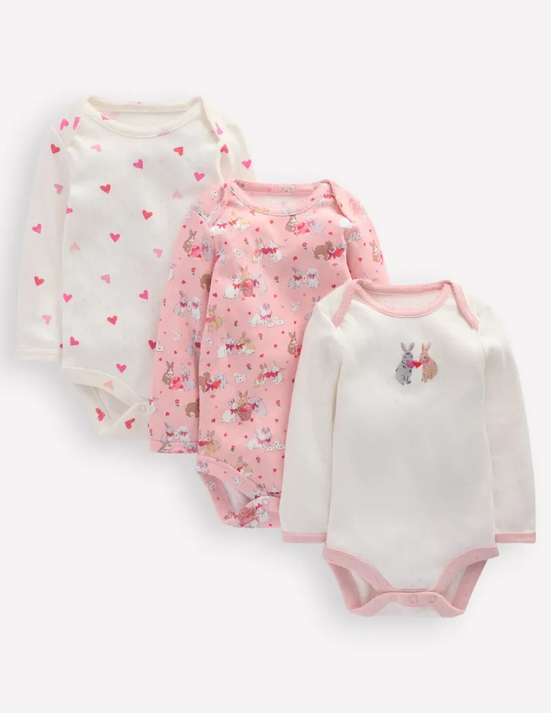 Tops & Bodysuits-Boden 3 Pack Pointelle Bodies-Pink Love Bunnies PinkLoveBunnies