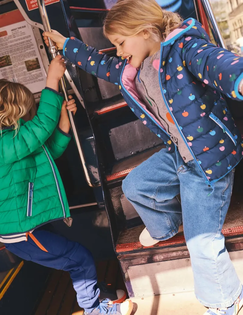 Coats & Jackets-Boden Pack-Away Padded Jacket-College Navy Rainbow Apples CollegeNavyRainbowApples