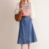 Skirts-Boden Panelled Full Denim Skirt-Mid Vintage MidVintage