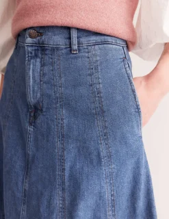 Skirts-Boden Panelled Full Denim Skirt-Mid Vintage MidVintage