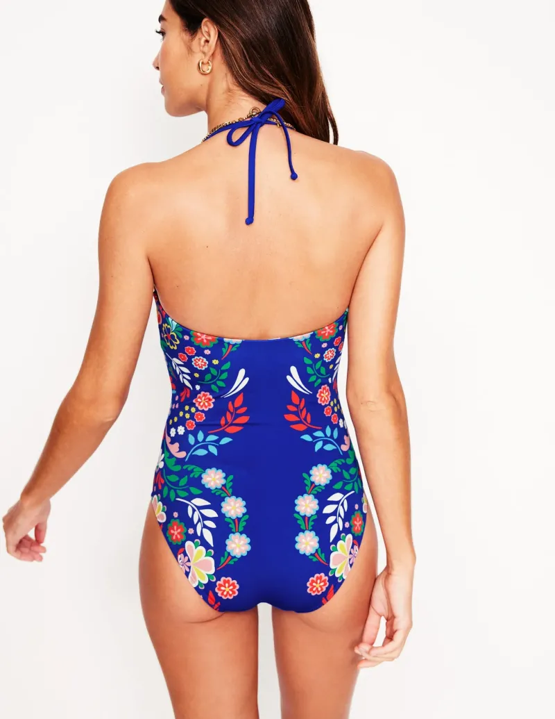 Swimwear-Boden Paros Bandeau Swimsuit-Blue, Structured Meadow Blue,StructuredMeadow