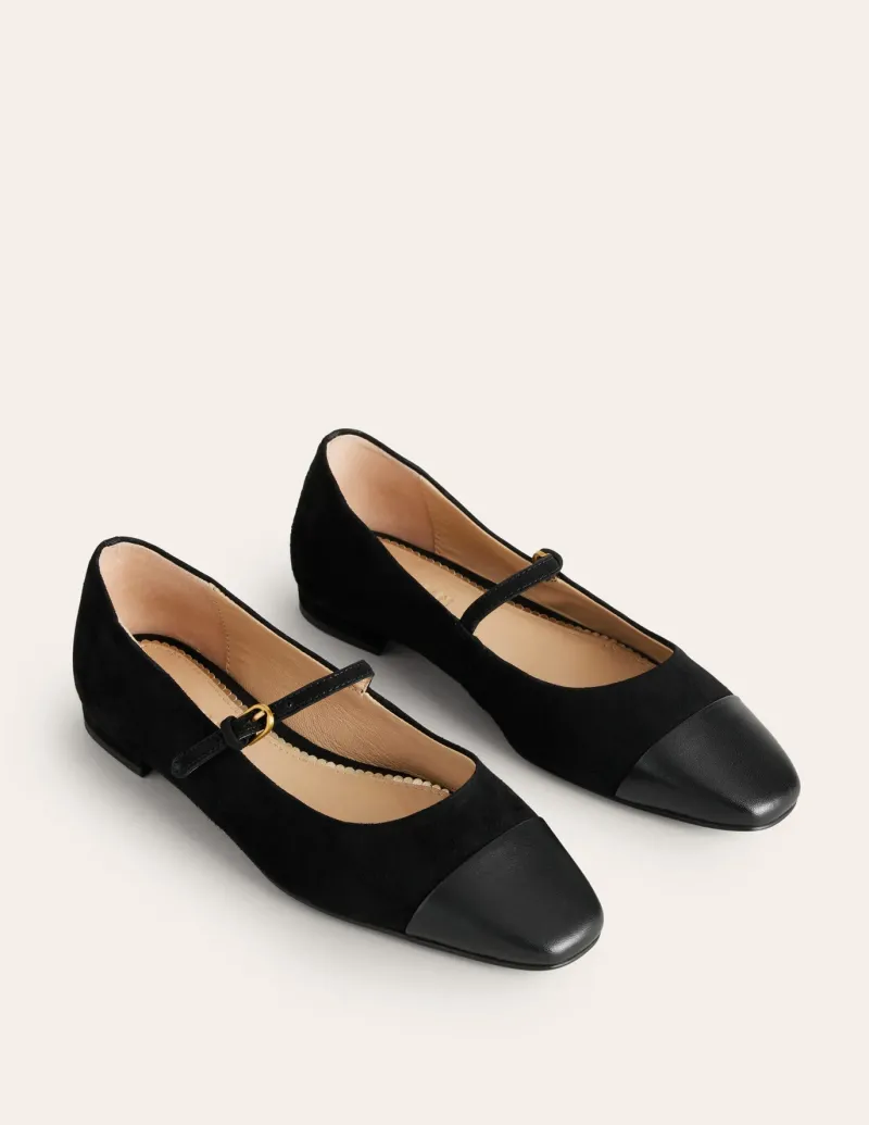 Flats-Boden Penelope Mary Jane Flat-Black Suede BlackSuede