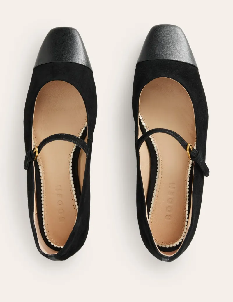 Flats-Boden Penelope Mary Jane Flat-Black Suede BlackSuede