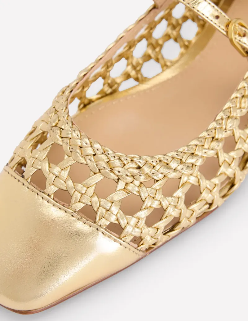 Flats-Boden Penelope Mary Jane Flat-Gold Woven Leather GoldWovenLeather