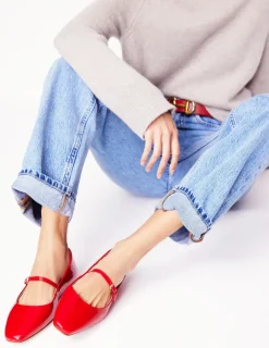 Flats-Boden Penelope Mary Jane Flat-Post Box Red Patent PostBoxRedPatent
