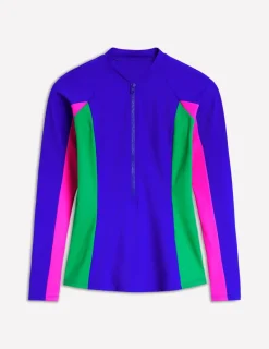 Swimwear-Boden Piped Raglan Rash Guard-Colbolt Blue ColboltBlue