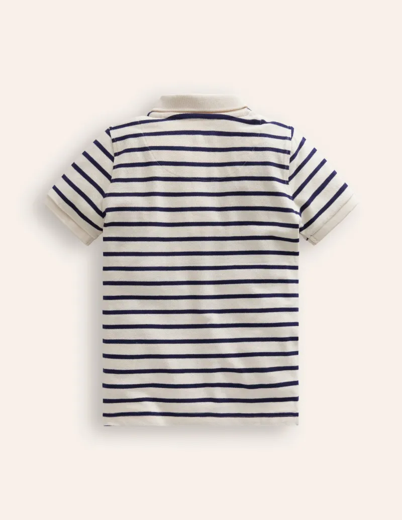 Tops, T-Shirts & Polos-Boden Piqué Polo Shirt-Ivory/College Navy Ivory/CollegeNavy