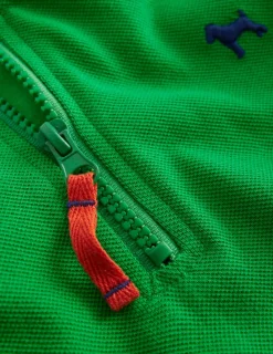 Tops, T-Shirts & Polos-Boden Pique Polo Half Zip-Sapling Green SaplingGreen